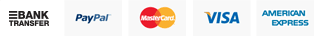 Payment Methods: Bank Transfer, PayPal, MasterCard, Visa, American Express