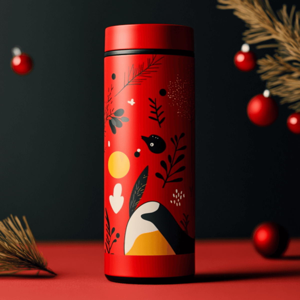 Christmas Red Boria Vacuum Flask
