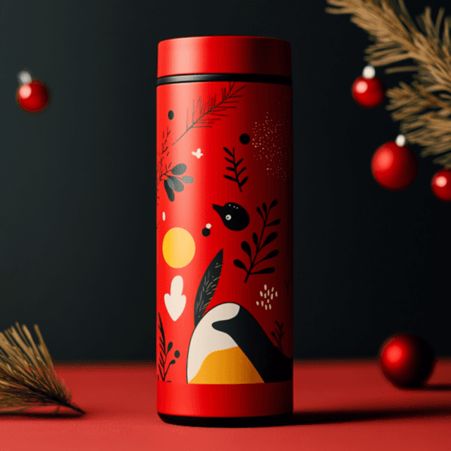 Christmas Red Boria Vacuum Flask