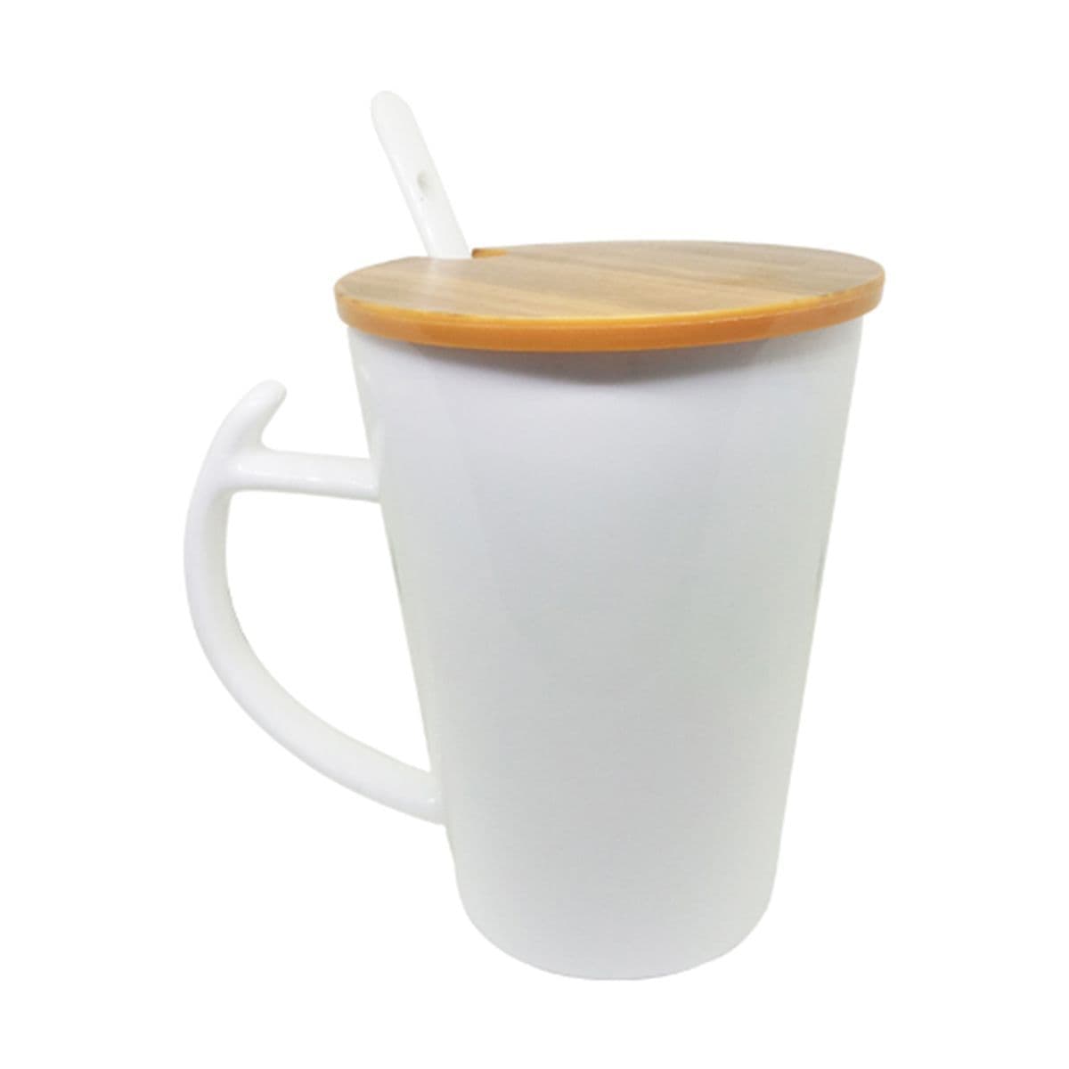 Tall Ceramic Mug with Wooden Lid