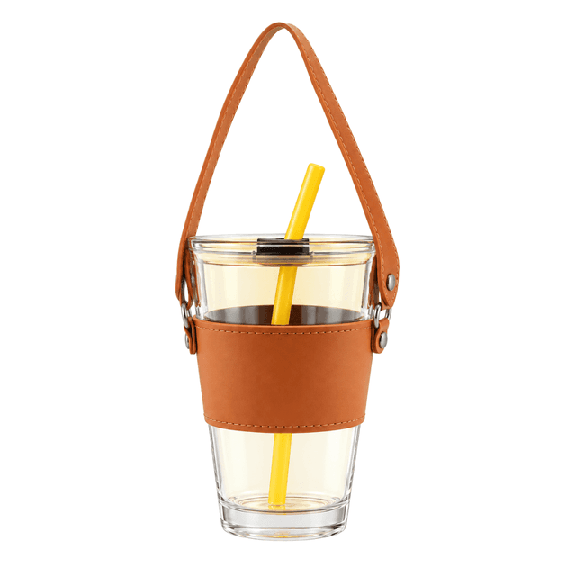 450ml Portable Glass Tumbler with Straw