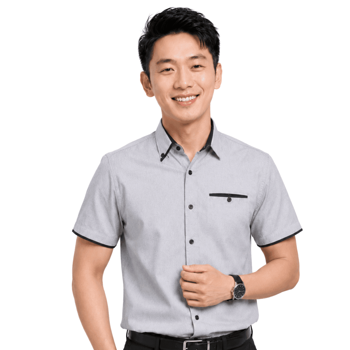 Button-Down with Contrast Pocket Corporate Uniform