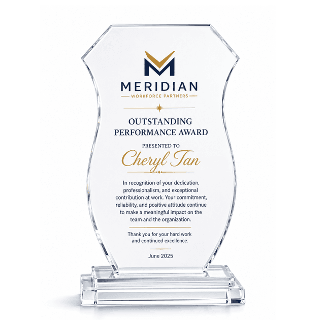 Crest-Shaped Crystal Plaque