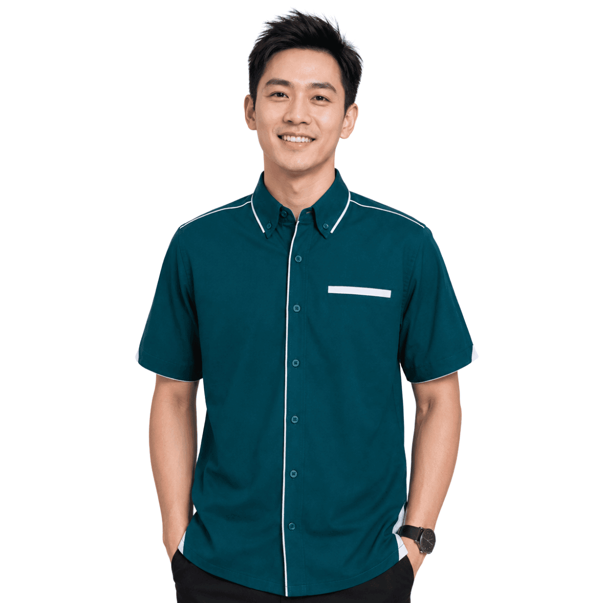 Dual Tone Button-Down Corporate Uniform