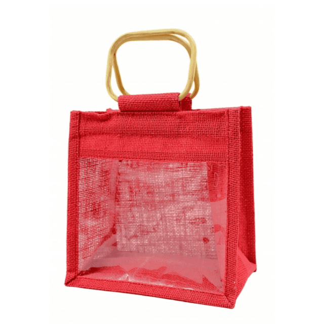 See-through Jute Bag with Wooden Handle