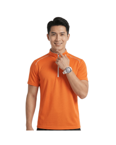 Unisex Oriental Zip Up Collar Polo T-Shirt